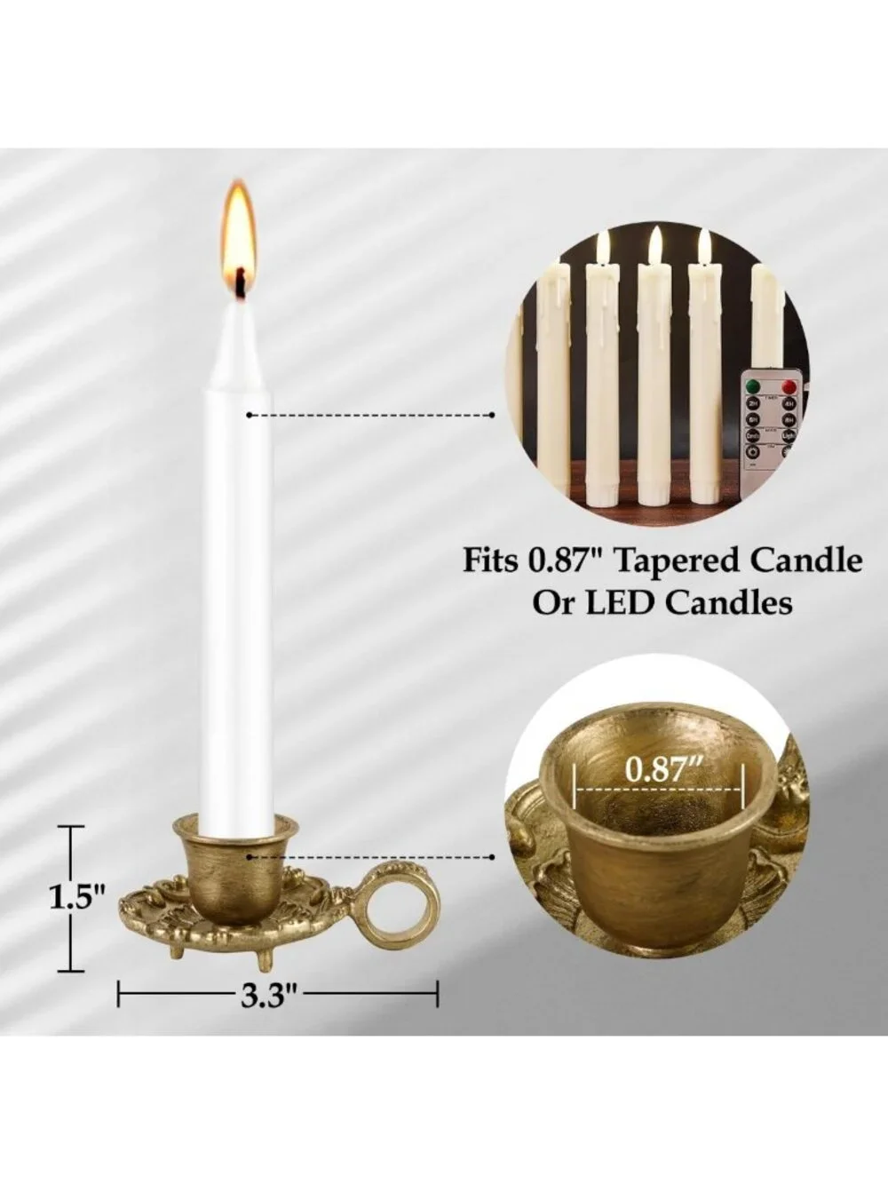 Vintage Gold Taper Candle Holders Set of 2 | Antique Metal Candlesticks for